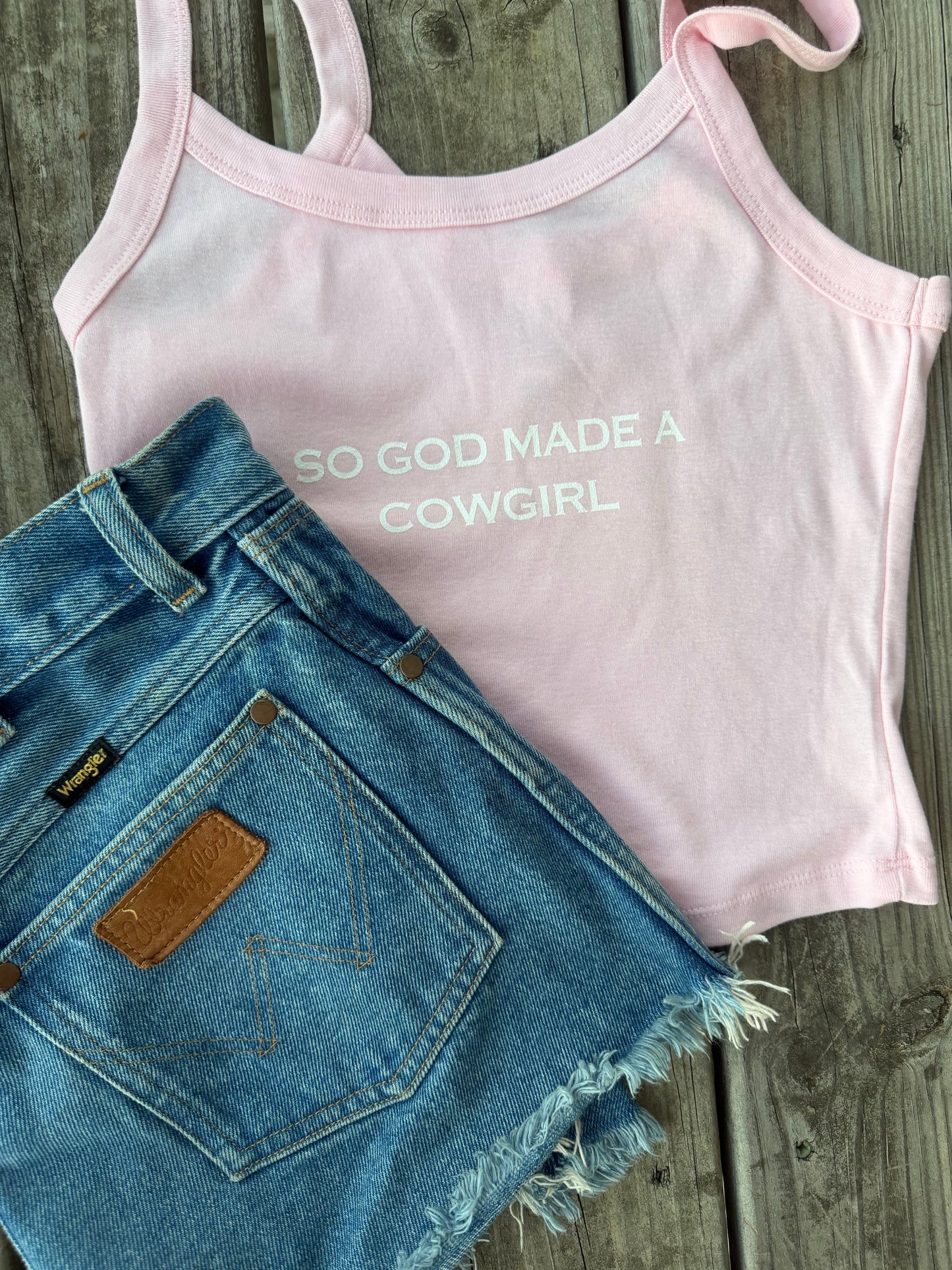 So God Made A Cowgirl Tank Top (Pink)