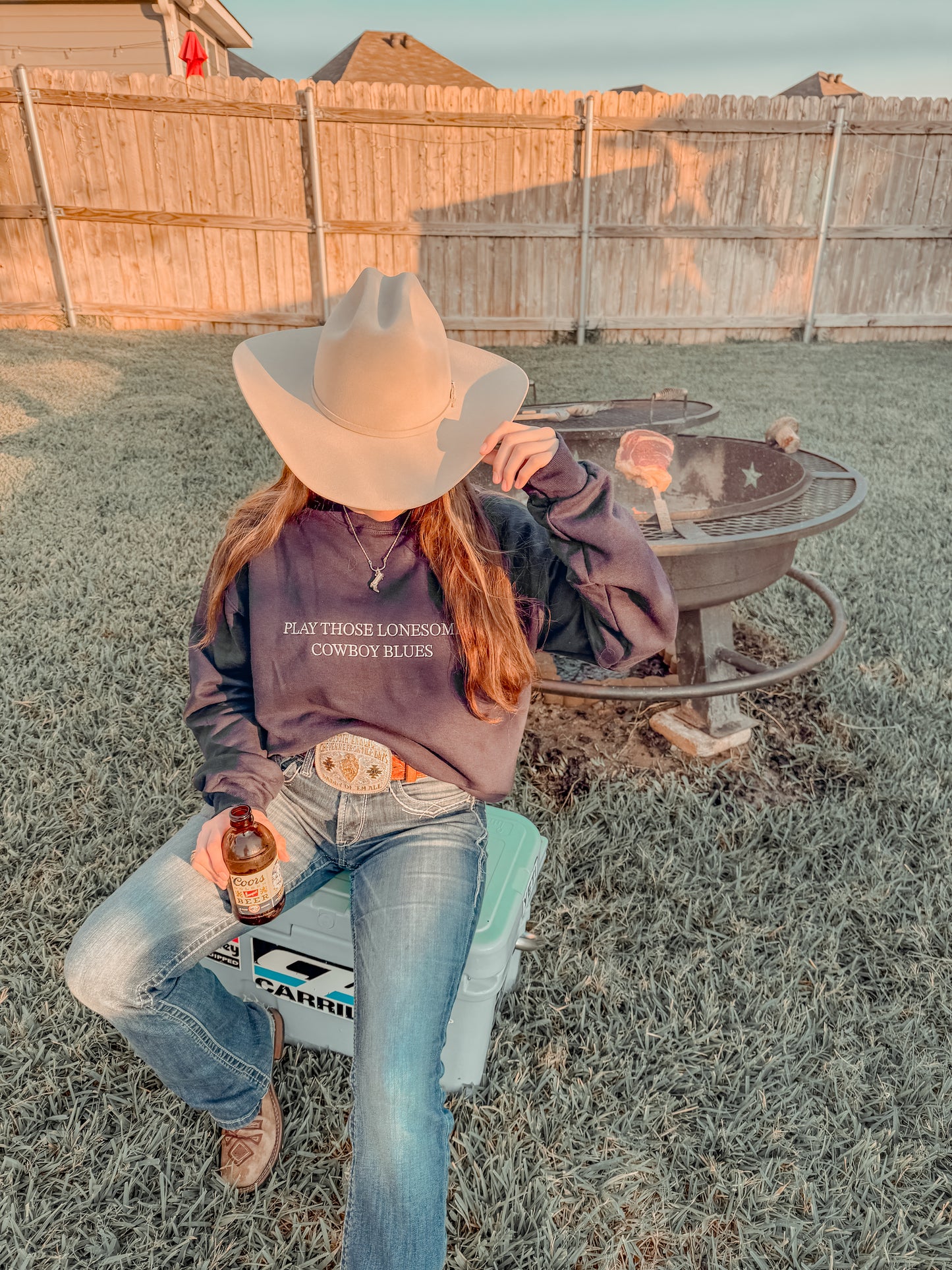 “Play those lonesome cowboy blues” sweatshirt